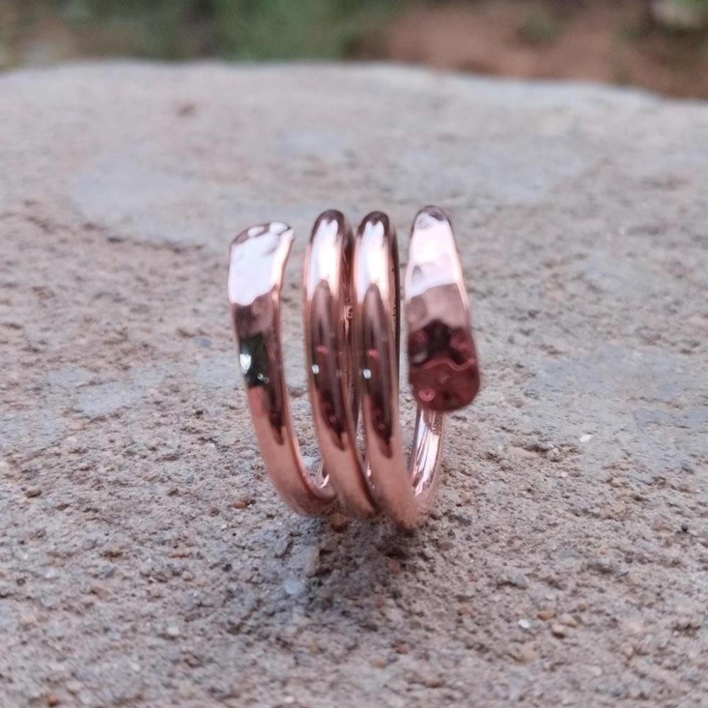 Hammered Copper Wrap Ring, Adjustable Arthritis T… - image 4